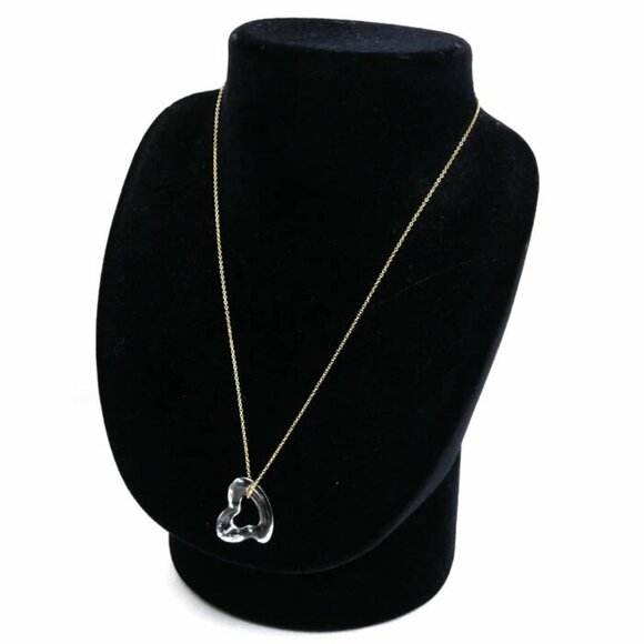 Tiffany & Co. Open Heart Crystal Necklace 17" 18k Yellow Gold Peretti Auth #0-20 - Picture 3 of 6